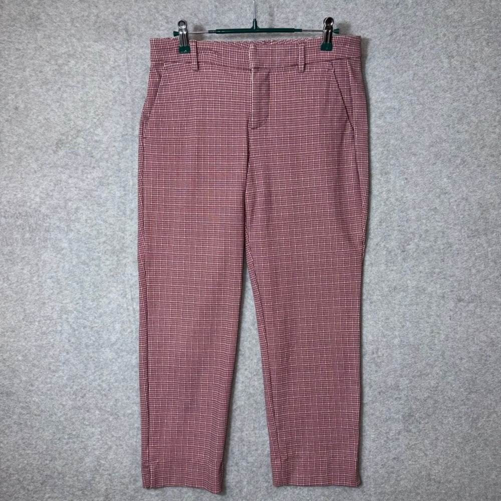 Liverpool Los Angeles womens mauve/white check ankle trousers pants size 4/27